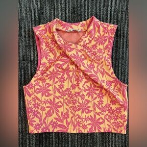 Zara Print Cropped Halter Tank Top NWOT